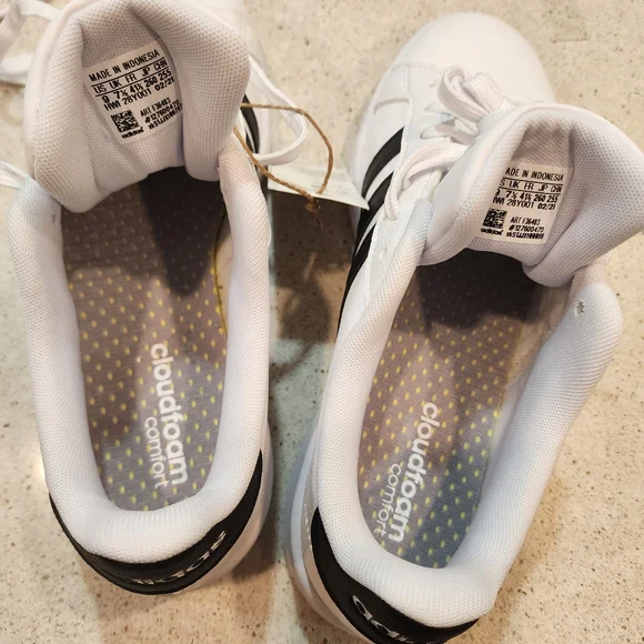 Adidas Grand Court Shoes Mens Size 9 White Black Cloudfoam Casual Tennis - Picture 7 of 8